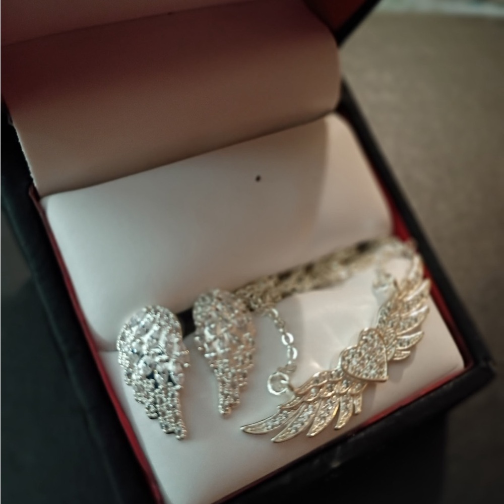 Elegant Silver Wing Jewelry Set